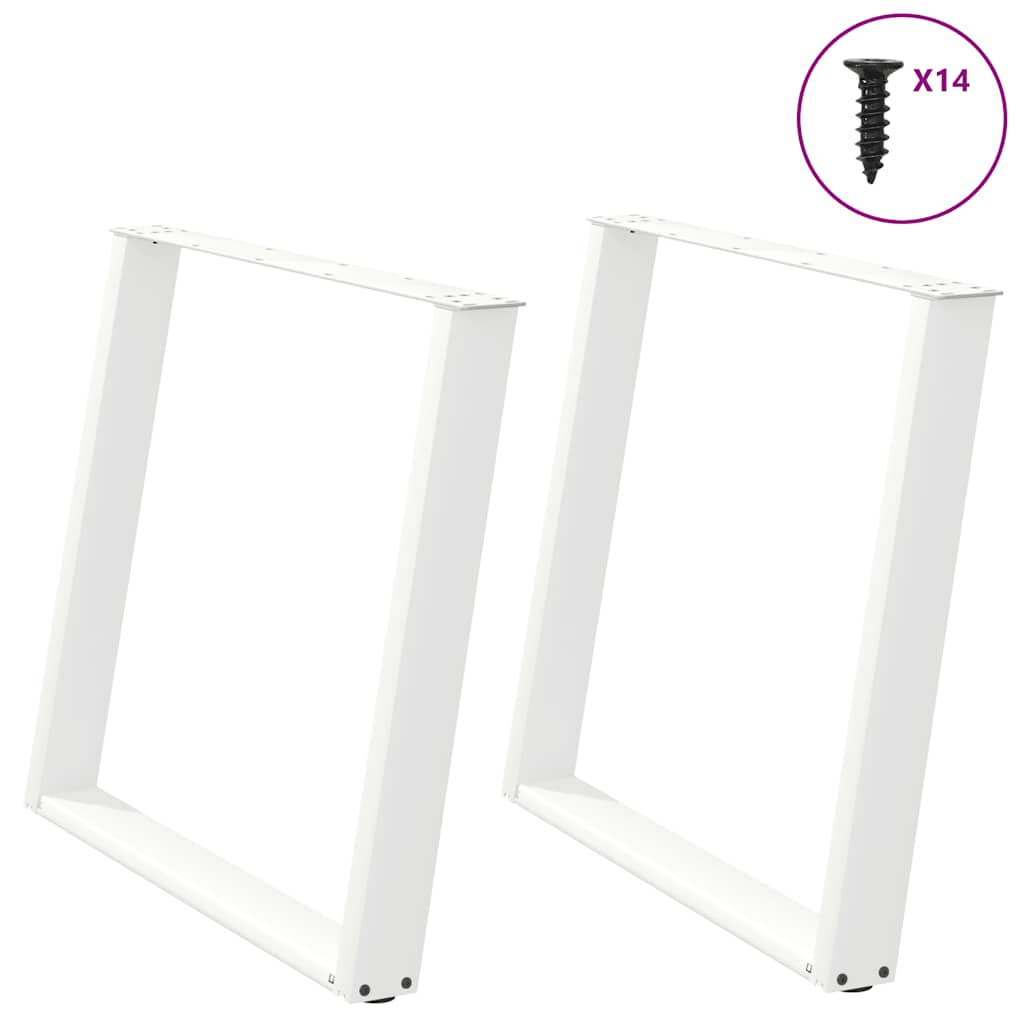Gambe per tavolo da pranzo a forma di U 3 pz bianche 100x(72-73) cm in acciaio