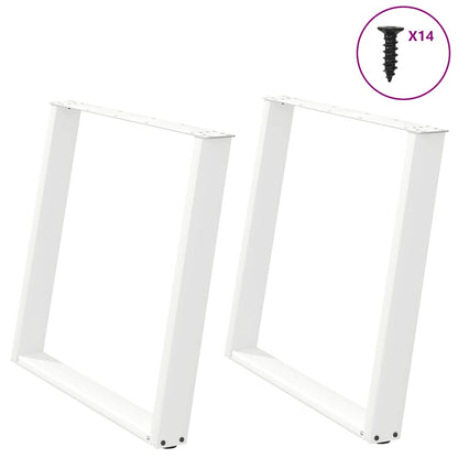 Gambe per tavolo da pranzo a forma di U 3 pz bianche 100x(72-73) cm in acciaio
