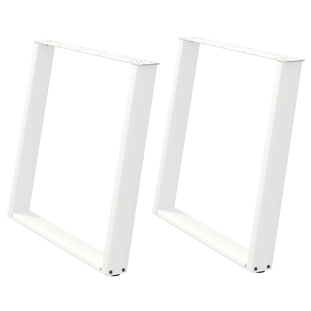 Gambe per tavolo da pranzo a forma di U 2 pz bianche 100x(72-73) cm in acciaio