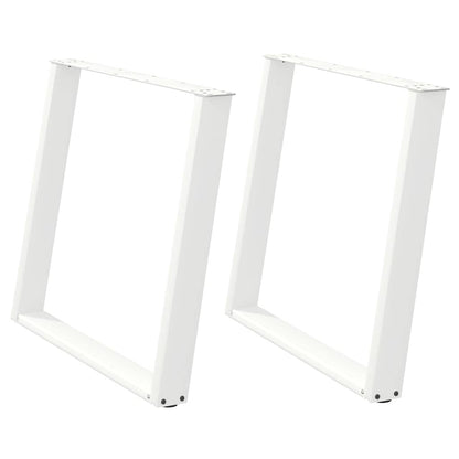 Gambe per tavolo da pranzo a forma di U 2 pz bianche 100x(72-73) cm in acciaio