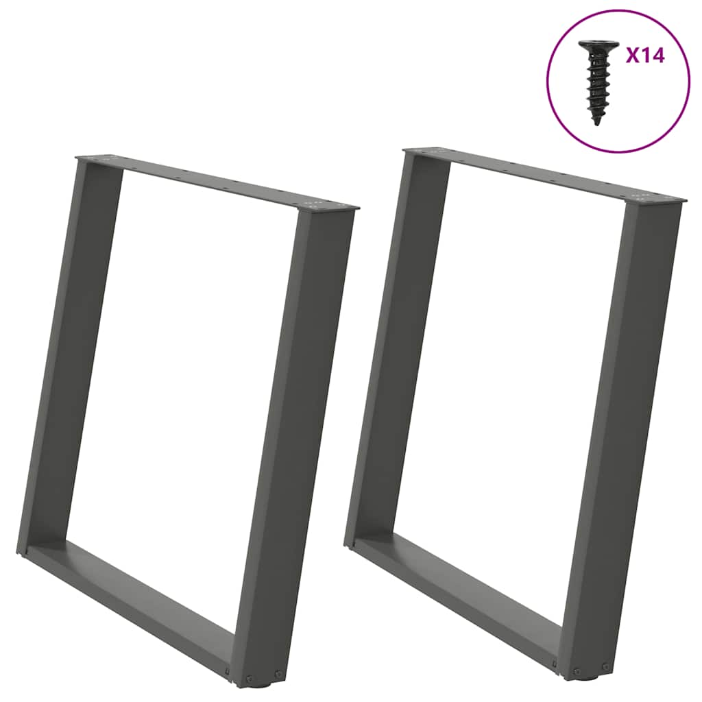 Gambe per tavolo da pranzo a forma di U 3 pz Antracite 100x(72-73) cm Acciaio