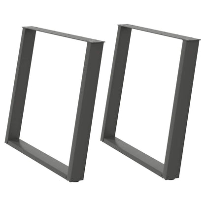 Gambe per tavolo da pranzo a forma di U 3 pz Antracite 100x(72-73) cm Acciaio