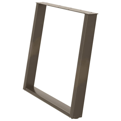 Gambe per tavolo da pranzo a forma di U 2 pz in acciaio naturale 100x(72-73) cm