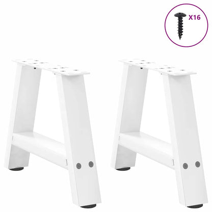 Gambe per Tavolino da CaffÃ¨ a Forma di A 2 pz Bianche 30x(30-31) cm Acciaio