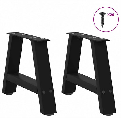 Gambe per Tavolino da Caffè a Forma di A 2 pz Nere 40x(30-31) cm Acciaio