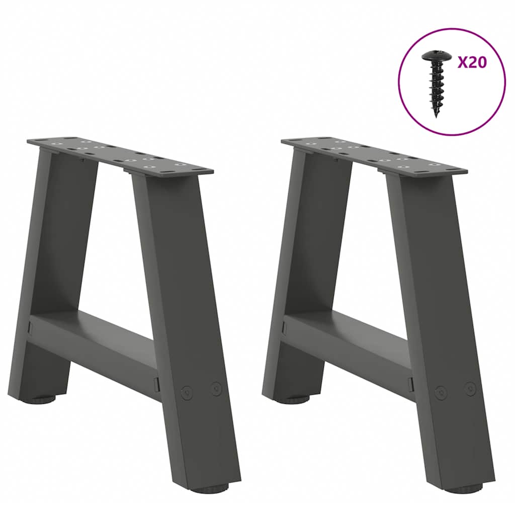 Gambe per Tavolino da CaffÃ¨ a Forma di A 2 pz Antracite 40x(30-31) cm Acciaio