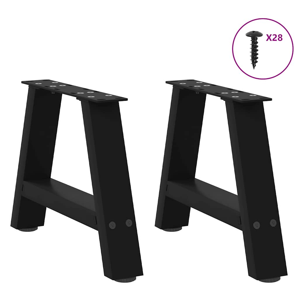 Gambe per Tavolino da CaffÃ¨ a Forma di A 2 pz Nere 50x(30-31) cm Acciaio