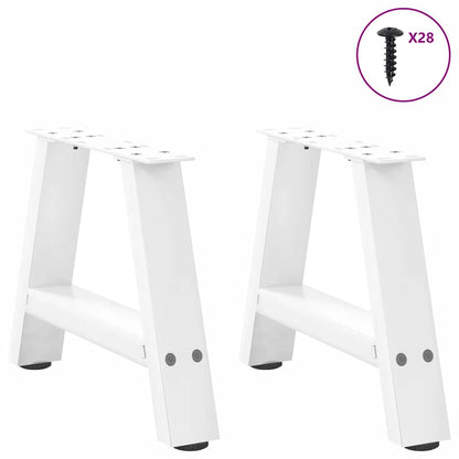 Gambe per Tavolino da CaffÃ¨ a Forma di A 2 pz Bianche 50x(30-31) cm Acciaio