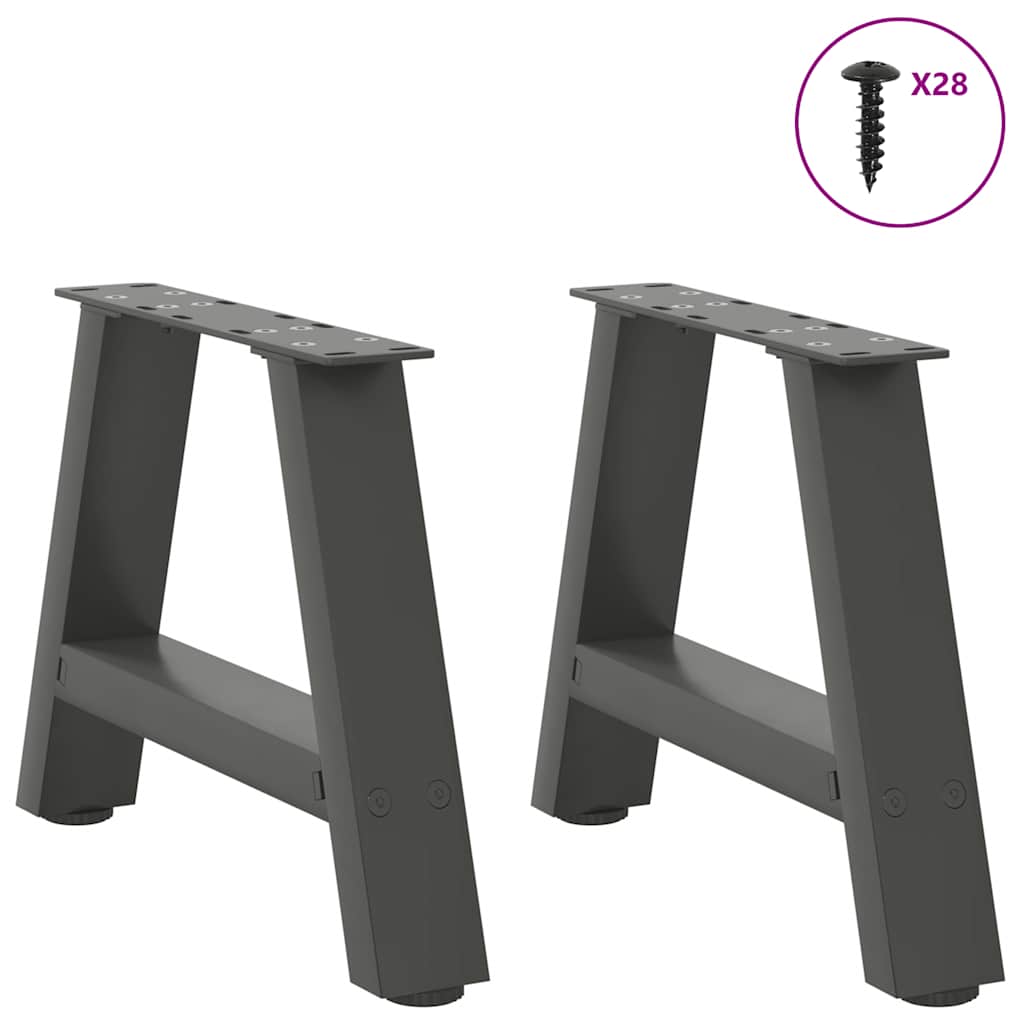 Gambe per Tavolino da CaffÃ¨ a Forma di A 2 pz Antracite 50x(30-31) cm Acciaio