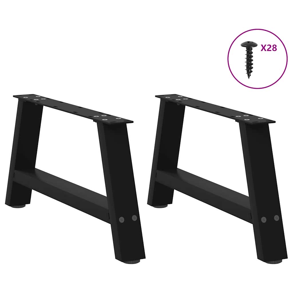 Gambe per Tavolino da CaffÃ¨ a Forma di A 2 pz Nere 60x(30-31) cm Acciaio