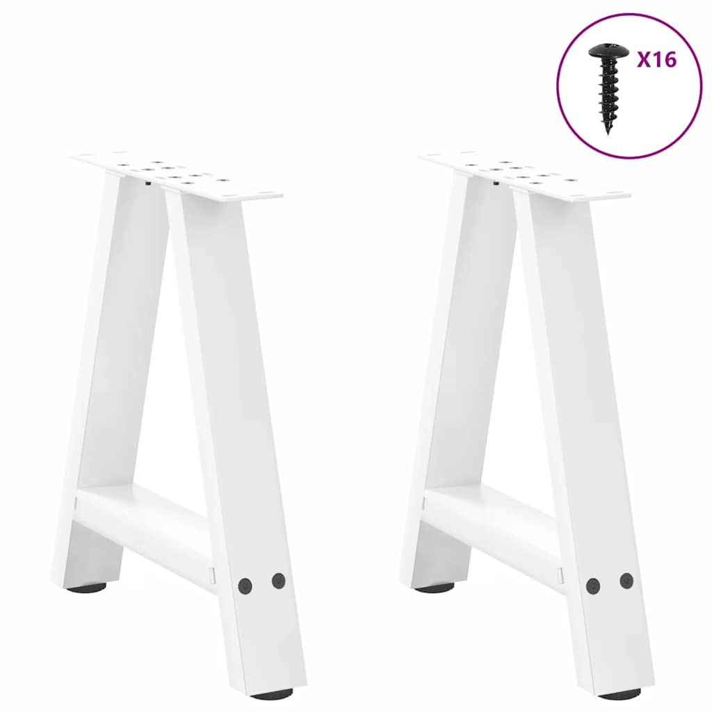 Gambe per Tavolino da CaffÃ¨ a Forma di A 2 pz Bianche 38x(42-43) cm Acciaio