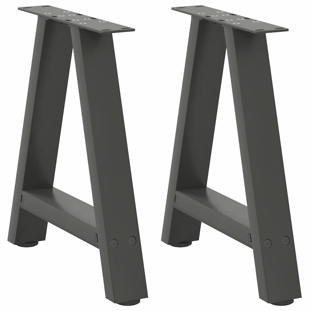 Gambe per Tavolino da CaffÃ¨ a Forma di A 2 pz Antracite 38x(42-43) cm Acciaio