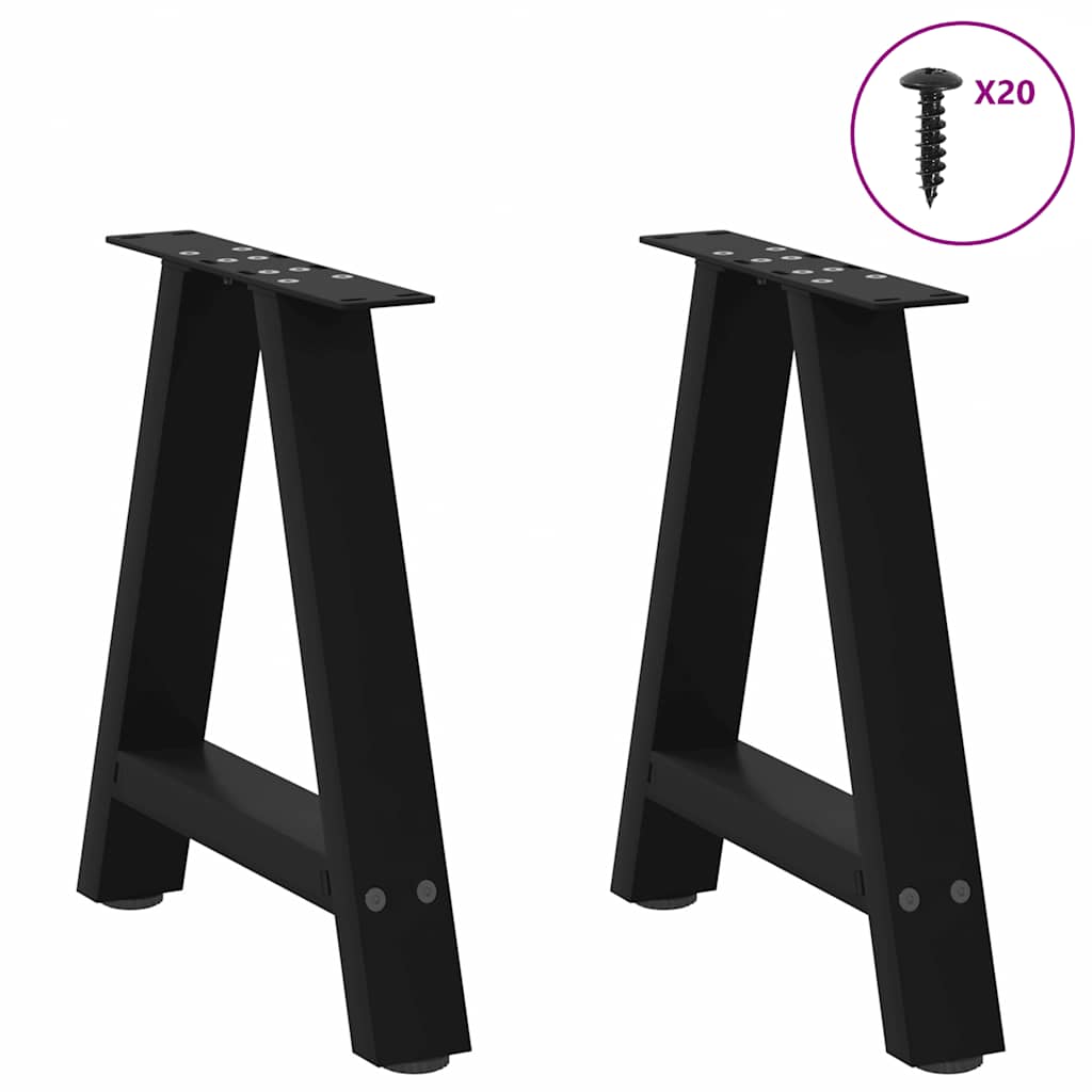 Gambe per Tavolino da CaffÃ¨ a Forma di A 2 pz Nere 50x(42-43) cm Acciaio
