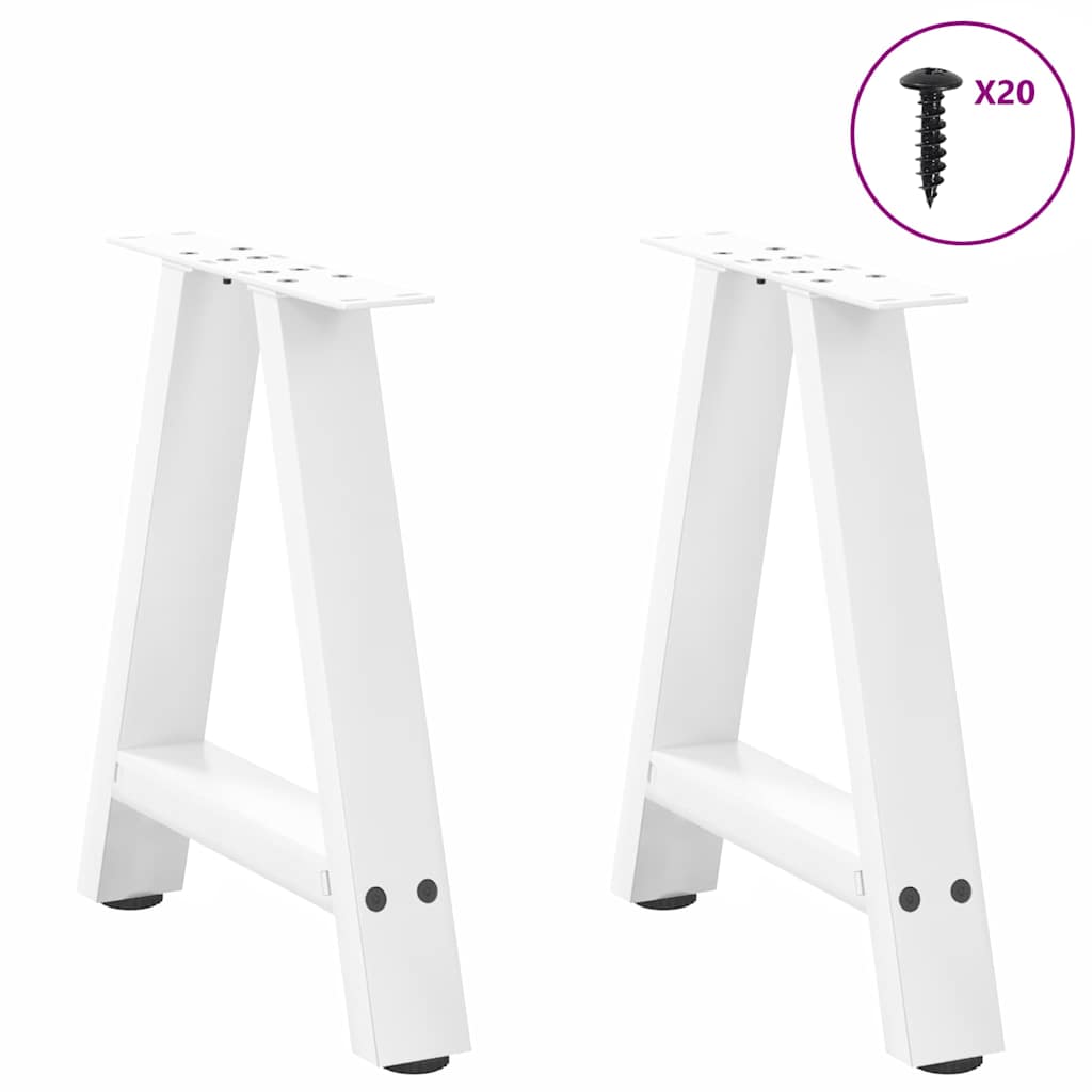 Gambe per Tavolino da CaffÃ¨ a Forma di A 2 pz Bianche 50x(42-43) cm Acciaio
