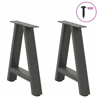 Gambe per Tavolino da CaffÃ¨ a Forma di A 2 pz Antracite 50x(42-43) cm Acciaio