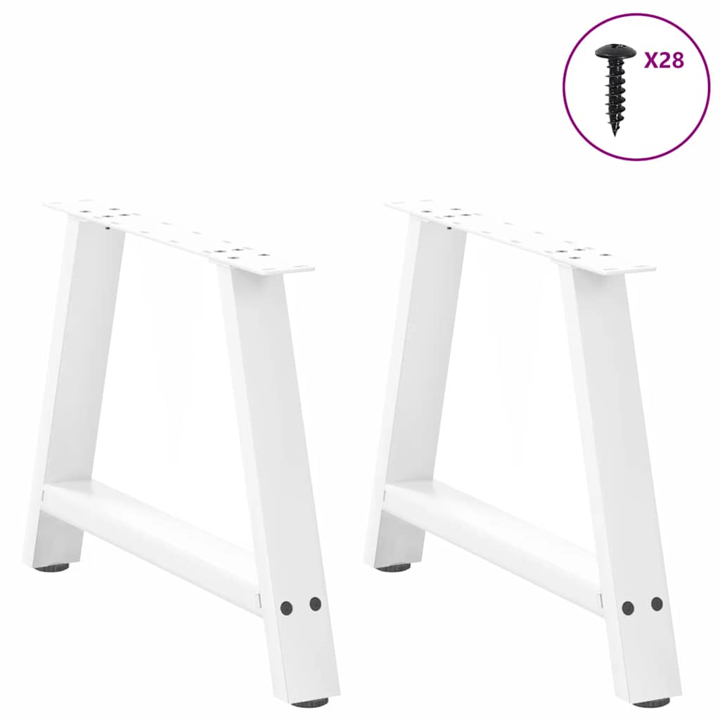 Gambe per Tavolino da CaffÃ¨ a Forma di A 2 pz Bianche 60x(42-43) cm Acciaio