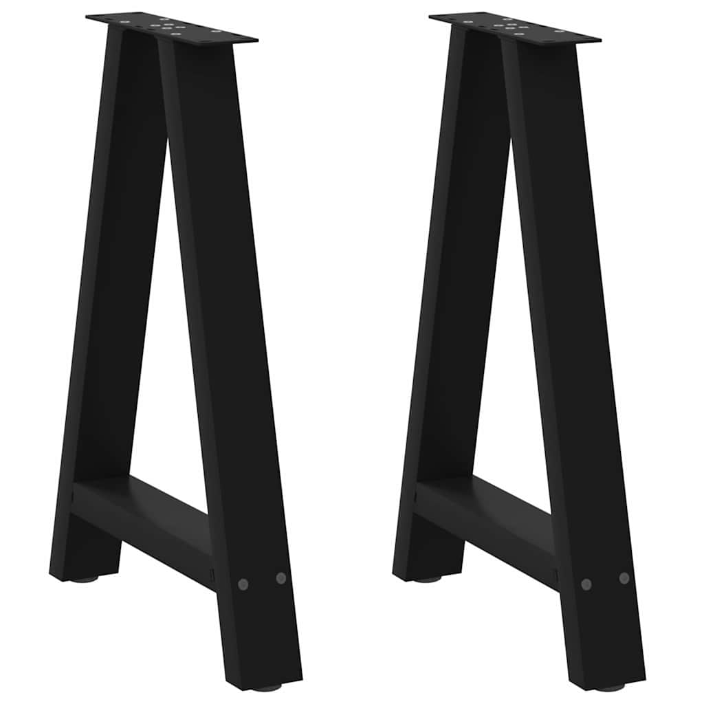 Gambe per tavolo da pranzo a forma di A 2 pz nere 50x(72-73) cm in acciaio