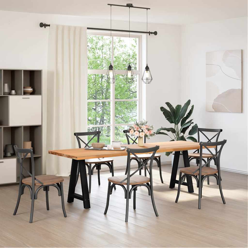 Gambe per tavolo da pranzo a forma di A 2 pz nere 60x(72-73) cm in acciaio
