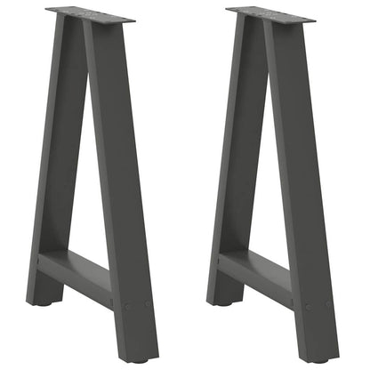 Gambe per tavolo da pranzo a forma di A 2 pz Antracite 60x(72-73) cm Acciaio