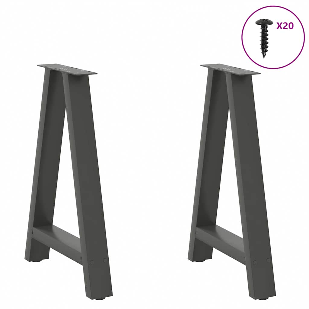 Gambe per tavolo da pranzo a forma di A 2 pz Antracite 60x(72-73) cm Acciaio