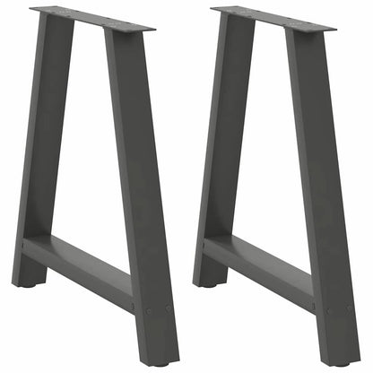 Gambe per tavolo da pranzo a forma di A 2 pz Antracite 70x(72-73) cm Acciaio