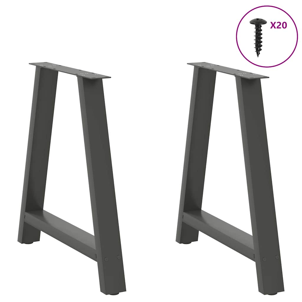 Gambe per tavolo da pranzo a forma di A 2 pz Antracite 70x(72-73) cm Acciaio