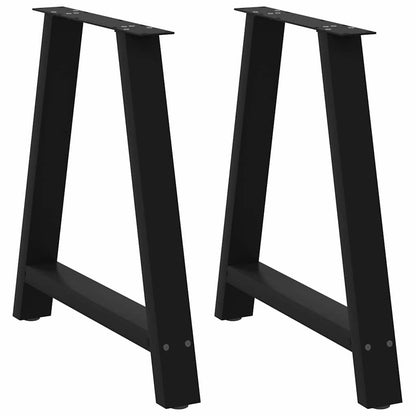 Gambe per tavolo da pranzo a forma di A 2 pz nere 80x(72-73) cm in acciaio