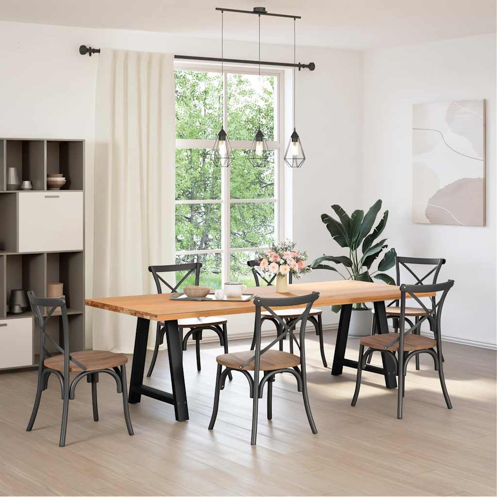 Gambe per tavolo da pranzo a forma di A 2 pz nere 80x(72-73) cm in acciaio