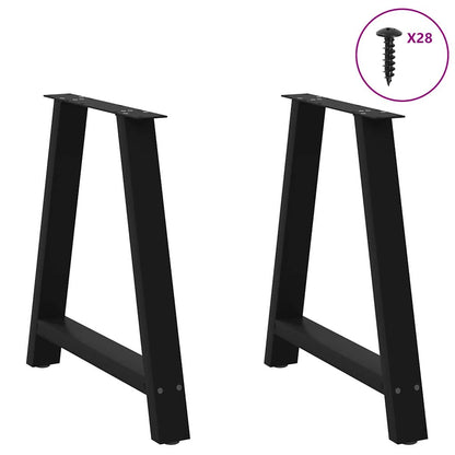 Gambe per tavolo da pranzo a forma di A 2 pz nere 80x(72-73) cm in acciaio