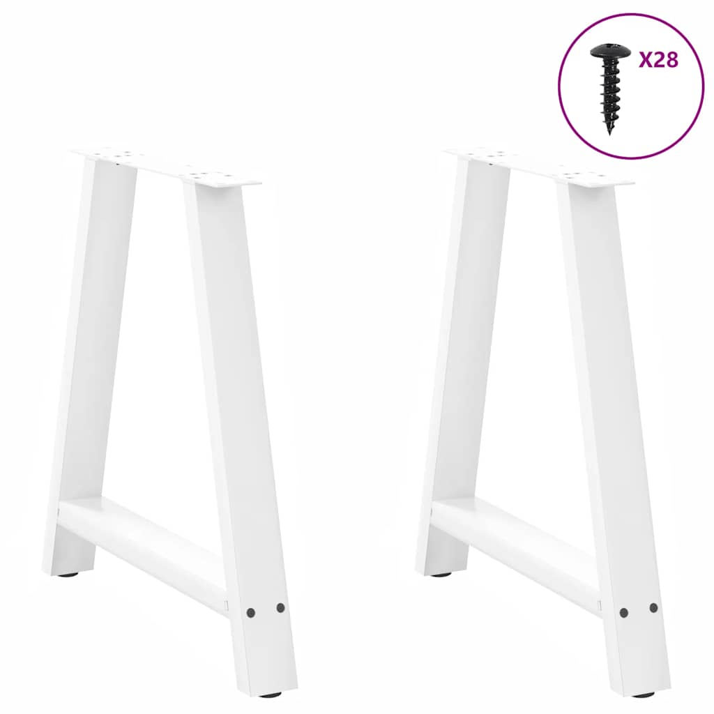 Gambe per tavolo da pranzo a forma di A 2 pz bianche 80x(72-73) cm in acciaio