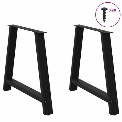 Gambe per tavolo da pranzo a forma di A 2 pz nere 90x(72-73) cm in acciaio