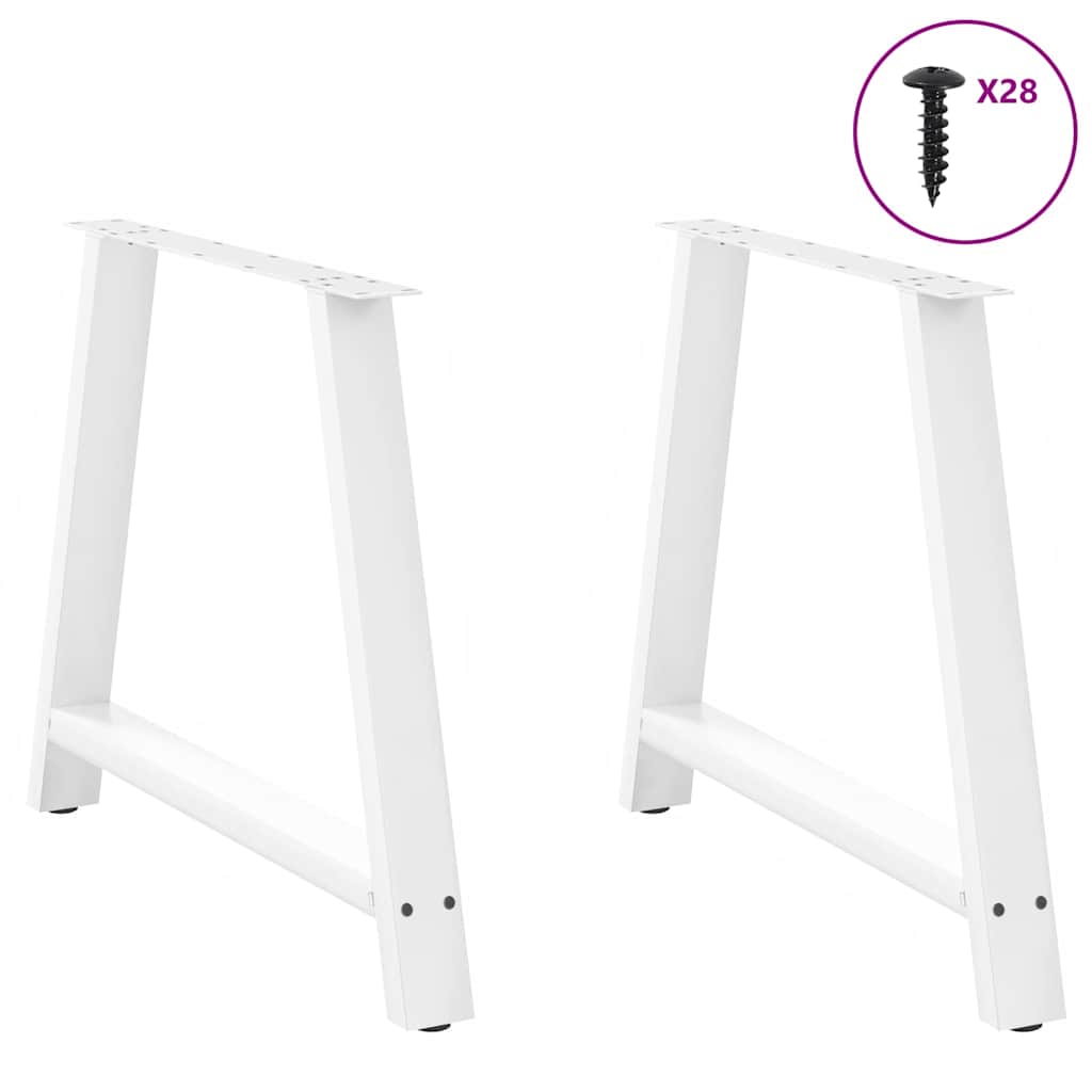 Gambe per tavolo da pranzo a forma di A 2 pz bianche 90x(72-73) cm in acciaio
