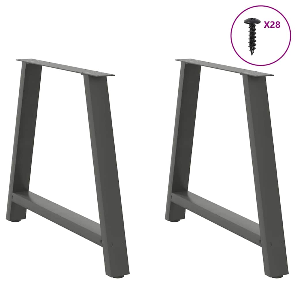 Gambe per tavolo da pranzo a forma di A 2 pz Antracite 90x(72-73) cm Acciaio