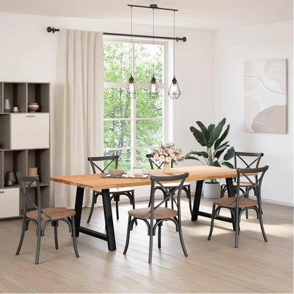 Gambe per tavolo da pranzo a forma di A 2 pz nere 100x(72-73) cm in acciaio
