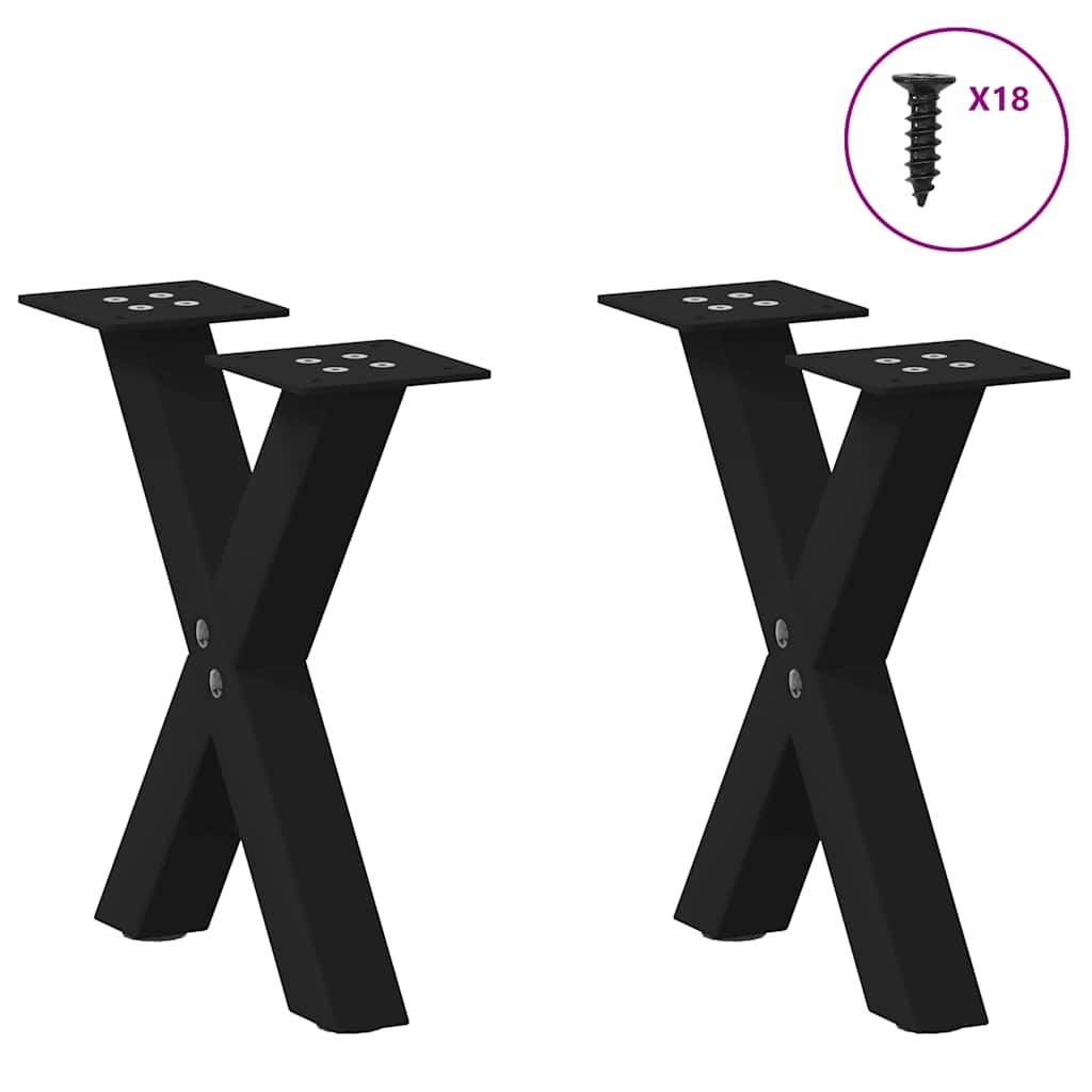 Gambe per Tavolino da CaffÃƒÂ¨ a Forma di X 2 pz Nere 37x(30-31) cm Acciaio