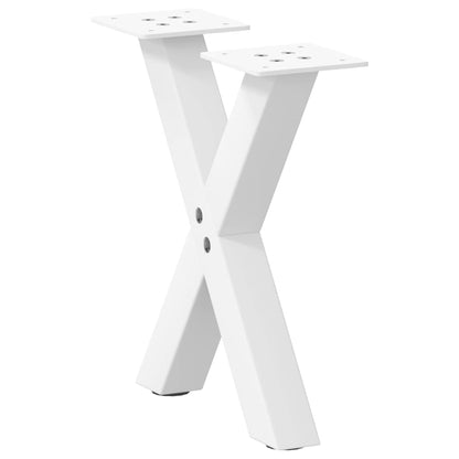 Gambe per Tavolino da CaffÃ¨ a Forma di X 2 pz Bianche 37x(30-31) cm Acciaio