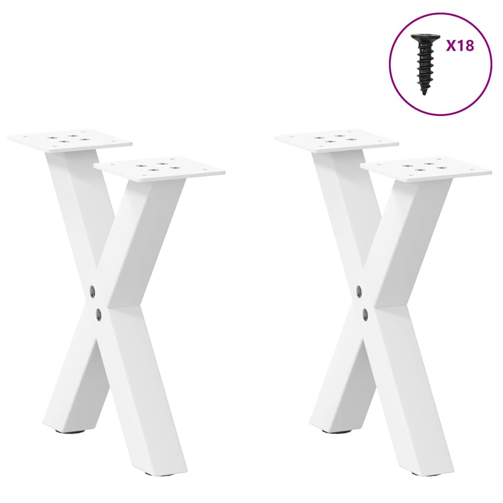 Gambe per Tavolino da CaffÃ¨ a Forma di X 2 pz Bianche 37x(30-31) cm Acciaio