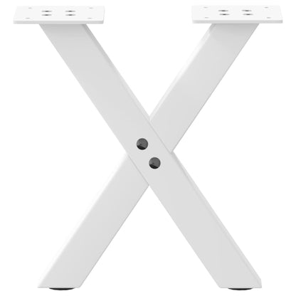 Gambe per Tavolino da CaffÃ¨ a Forma di X 2 pz Bianche 37x(30-31) cm Acciaio