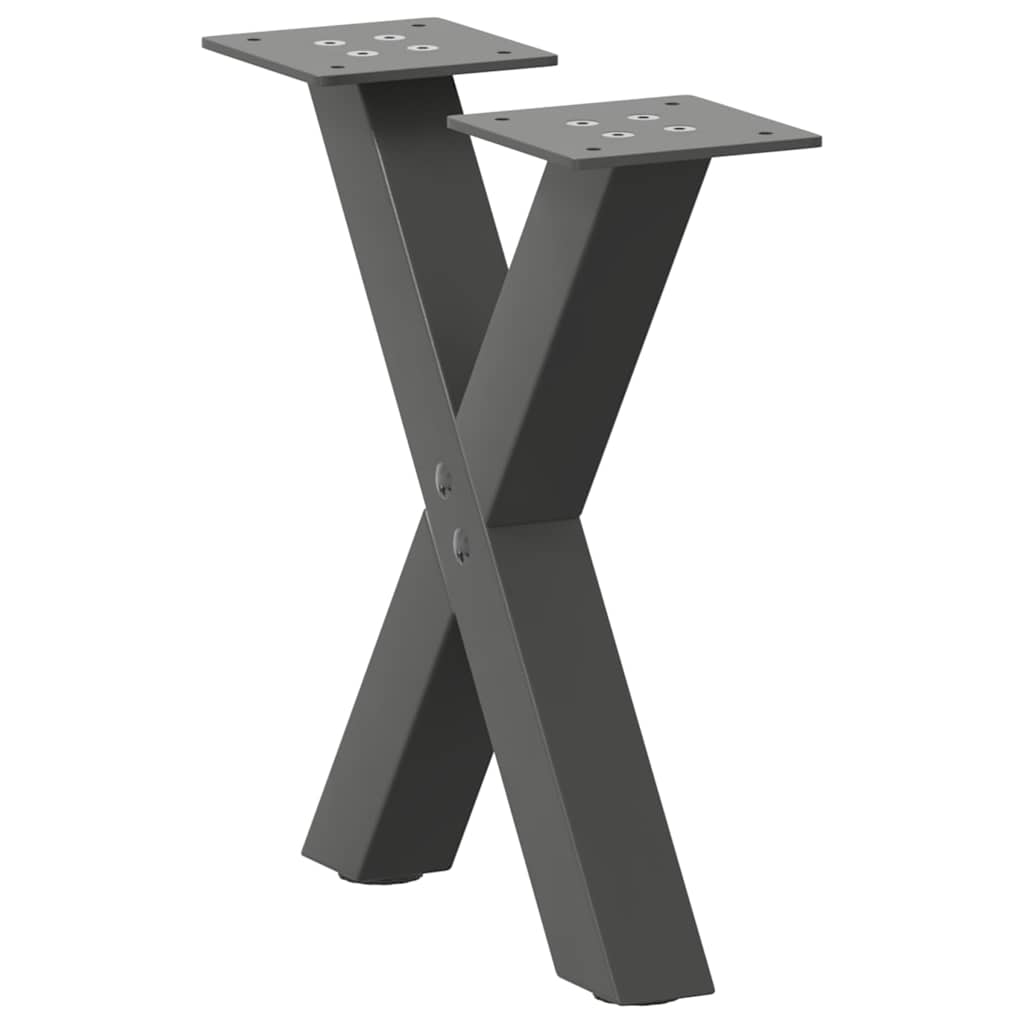 Gambe per Tavolino da CaffÃ¨ a Forma di X 2 pz Antracite 37x(30-31) cm Acciaio