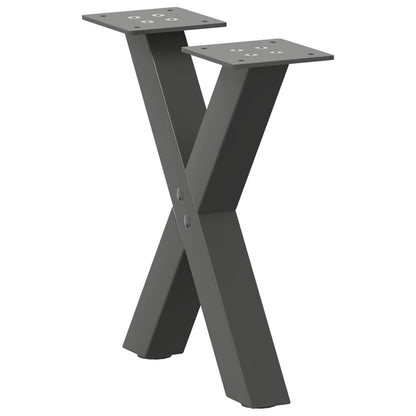 Gambe per Tavolino da CaffÃ¨ a Forma di X 2 pz Antracite 37x(30-31) cm Acciaio