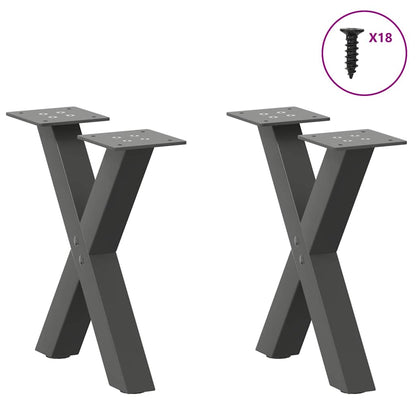 Gambe per Tavolino da CaffÃ¨ a Forma di X 2 pz Antracite 37x(30-31) cm Acciaio