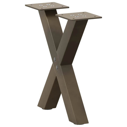Gambe per Tavolino da CaffÃ¨ a Forma di X 2 pz Acciaio Naturale 37x(30-31) cm Acciaio