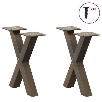 Gambe per Tavolino da CaffÃ¨ a Forma di X 2 pz Acciaio Naturale 37x(30-31) cm Acciaio