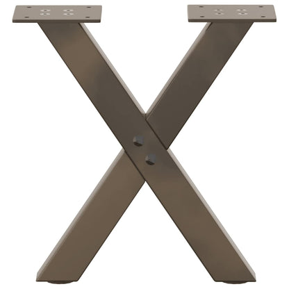 Gambe per Tavolino da CaffÃ¨ a Forma di X 2 pz Acciaio Naturale 37x(30-31) cm Acciaio