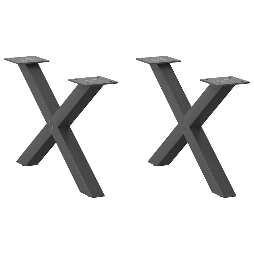 Gambe per Tavolino da CaffÃ¨ a Forma di X 2 pz Antracite 50x(30-31) cm Acciaio