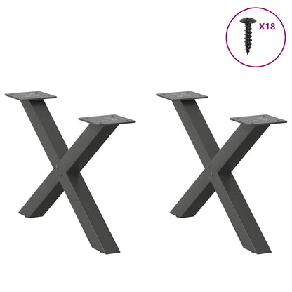 Gambe per Tavolino da CaffÃ¨ a Forma di X 2 pz Antracite 50x(30-31) cm Acciaio