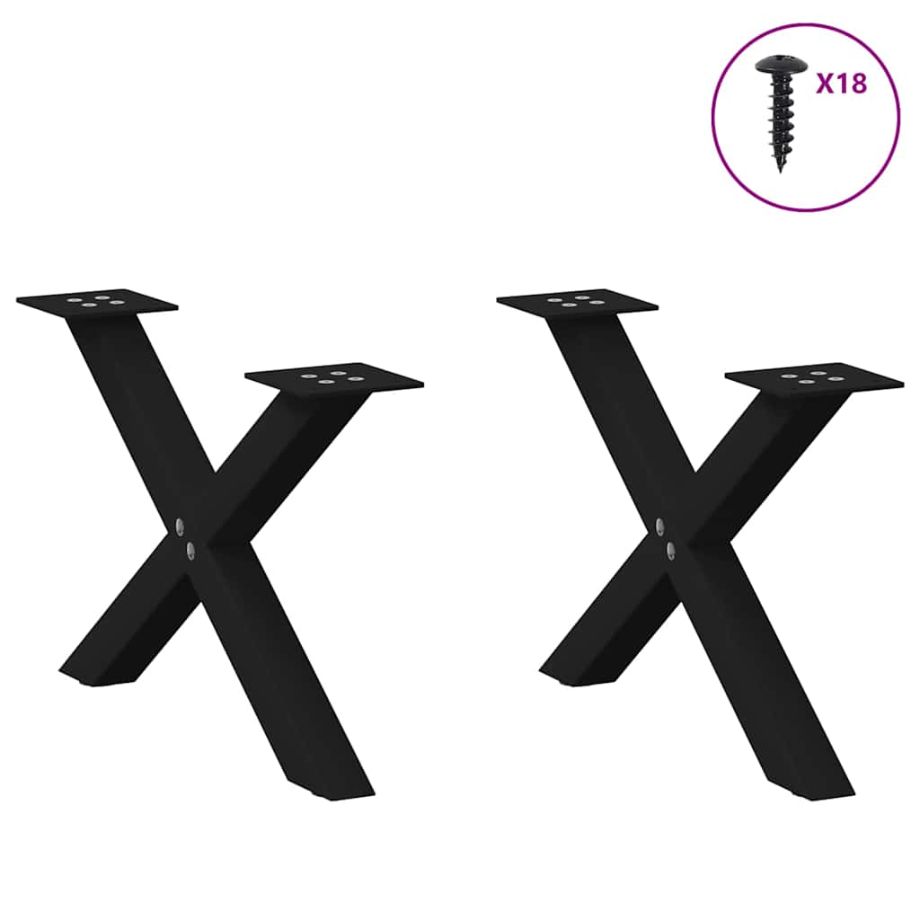 Gambe per Tavolino da CaffÃ¨ a Forma di X 2 pz Nere 60x(30-31) cm Acciaio