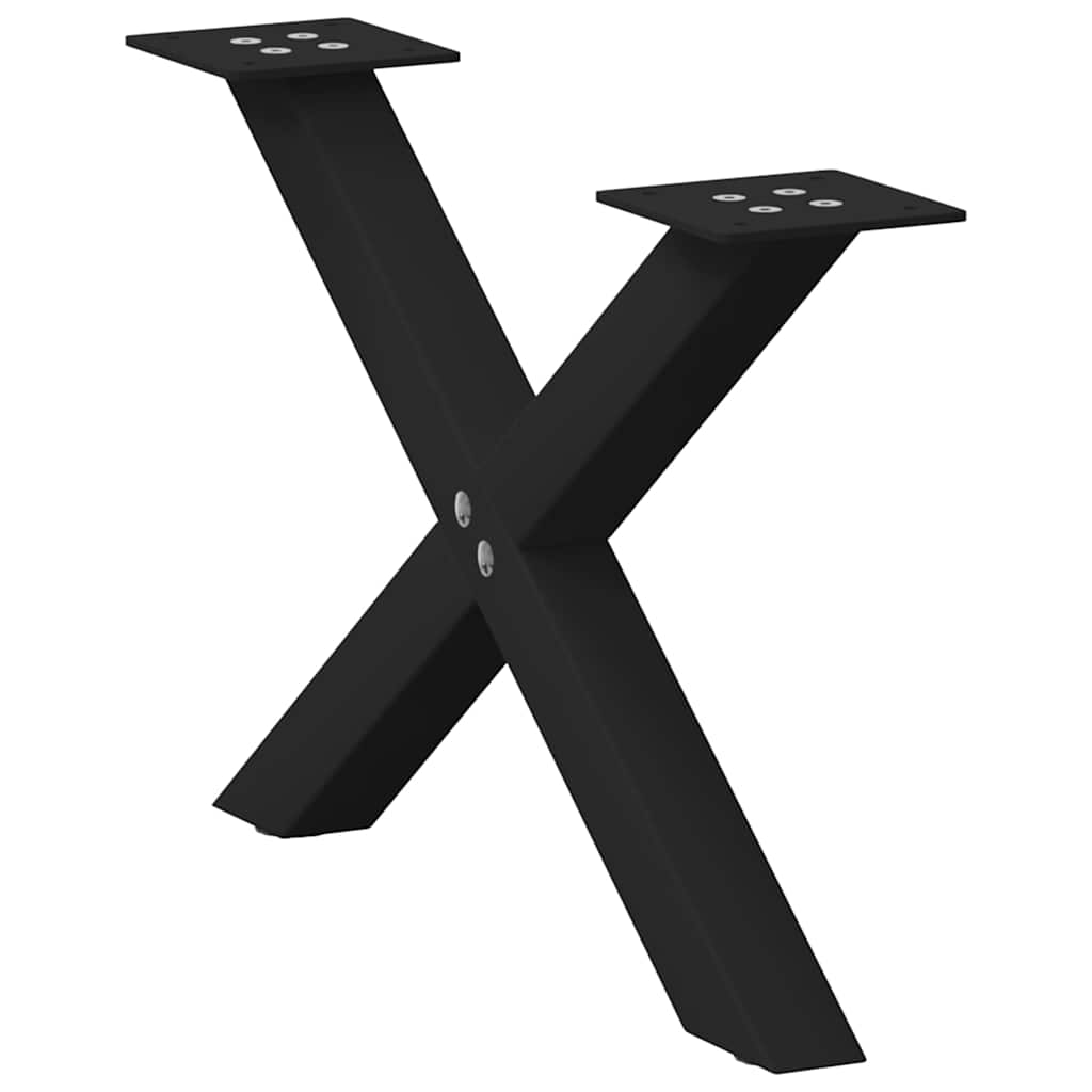 Gambe per Tavolino da CaffÃ¨ a Forma di X 2 pz Nere 60x(30-31) cm Acciaio