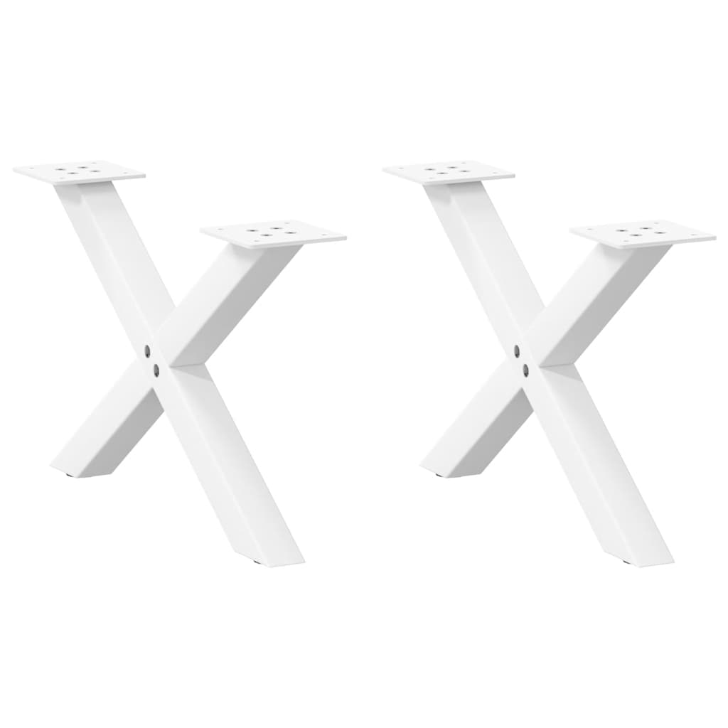 Gambe per Tavolino da CaffÃ¨ a Forma di X 2 pz Bianche 60x(30-31) cm Acciaio