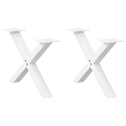 Gambe per Tavolino da CaffÃ¨ a Forma di X 2 pz Bianche 60x(30-31) cm Acciaio